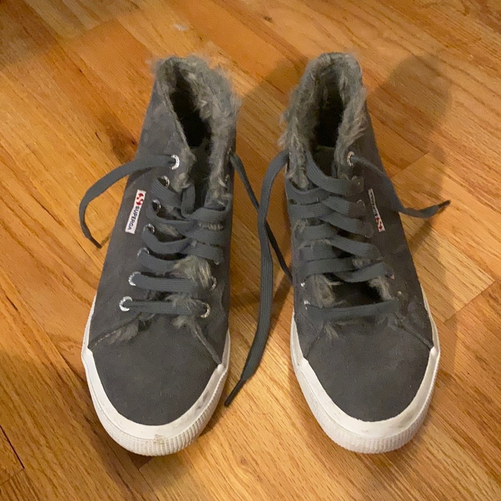 Superga High Top Fur Sneakers